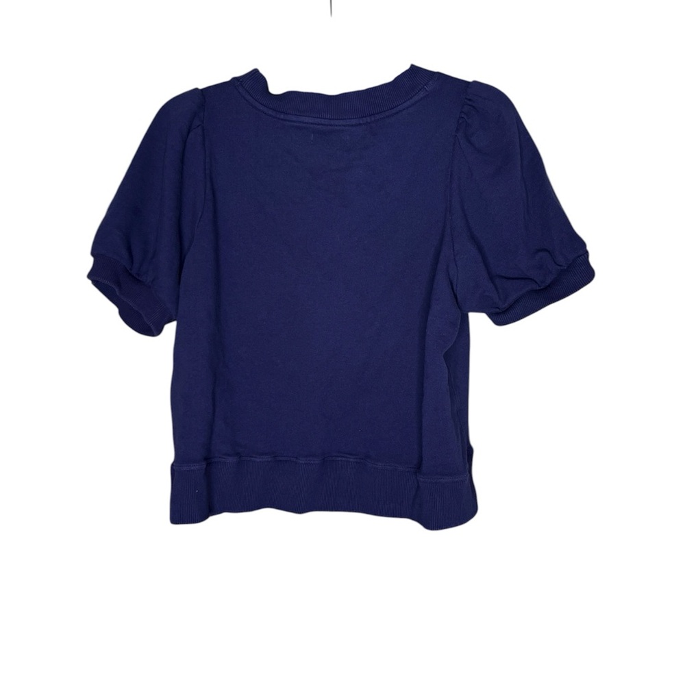 Maeve Puff-Sleeve Sweatshirt Tee in Navy Size Medium - Picture 4 of 5